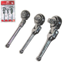 RATCHET HANDLE 3PC SET STUBBY FLEX HEAD