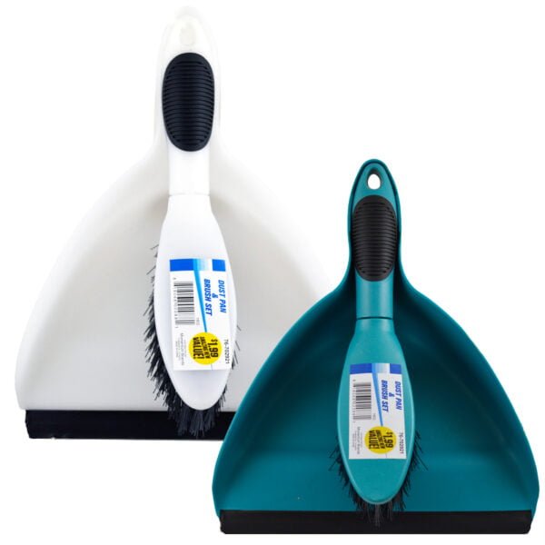 DUST PAN HEAVY DUTY W/BRUSH 2PC ASSORTED