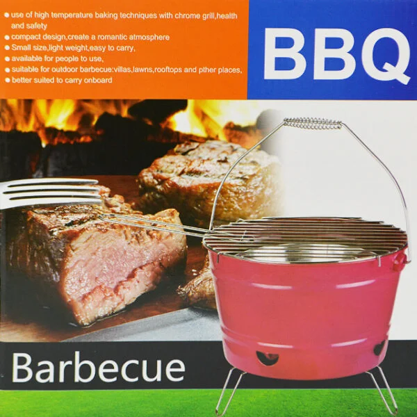 PORTABLE BBQ PIT BUCKET 10.5" RED