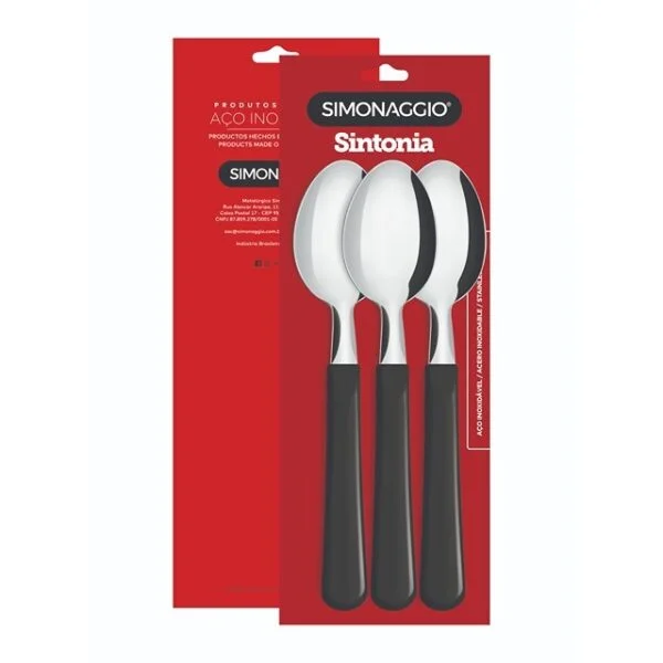 TABLE SPOON SET W/PLASTIC HANDLE 3PC BLACK