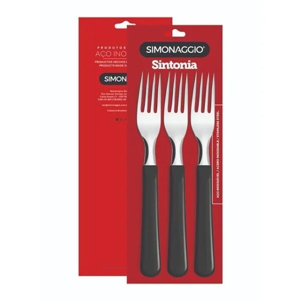 DINNER FORK SET W/PLASTIC HANDLE 3PC BLACK