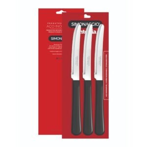 DINNER KNIFE SET W/PLASTIC HANDLE BLACK