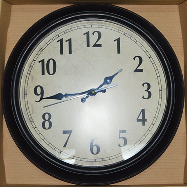 WALL CLOCK ROUND BROWN 16"