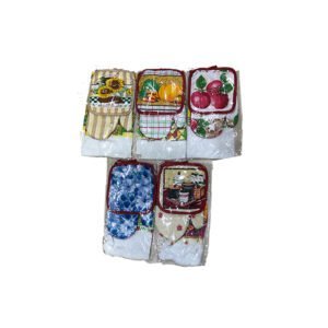 KITCHEN LINEN SET 3PC ASST (POT PAD/MITTEN/TOWEL)