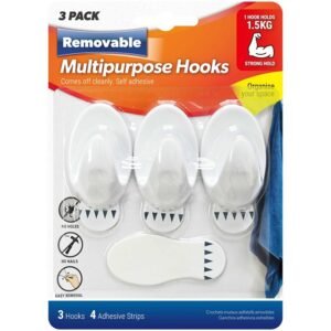 OVAL REMOVABLE HOOKS 3PK LGE