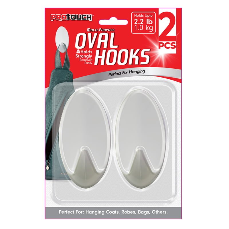 ADHESIVE OVAL HOOKS 2PK