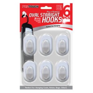 ADHESIVE OVAL STRAIGHT HOOKS 6PC