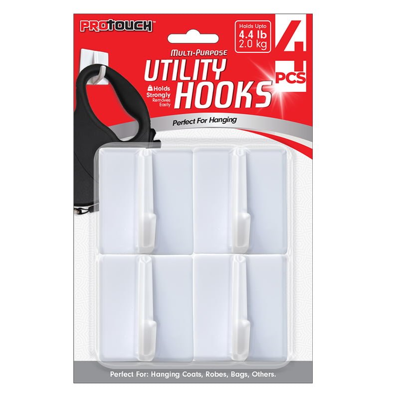 ADHESIVE UTILITY HOOKS 4PK