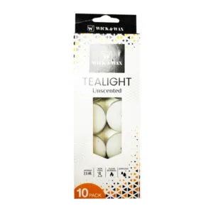 CANDLE TEALIGHT UNSCENTED WHITE 10PK