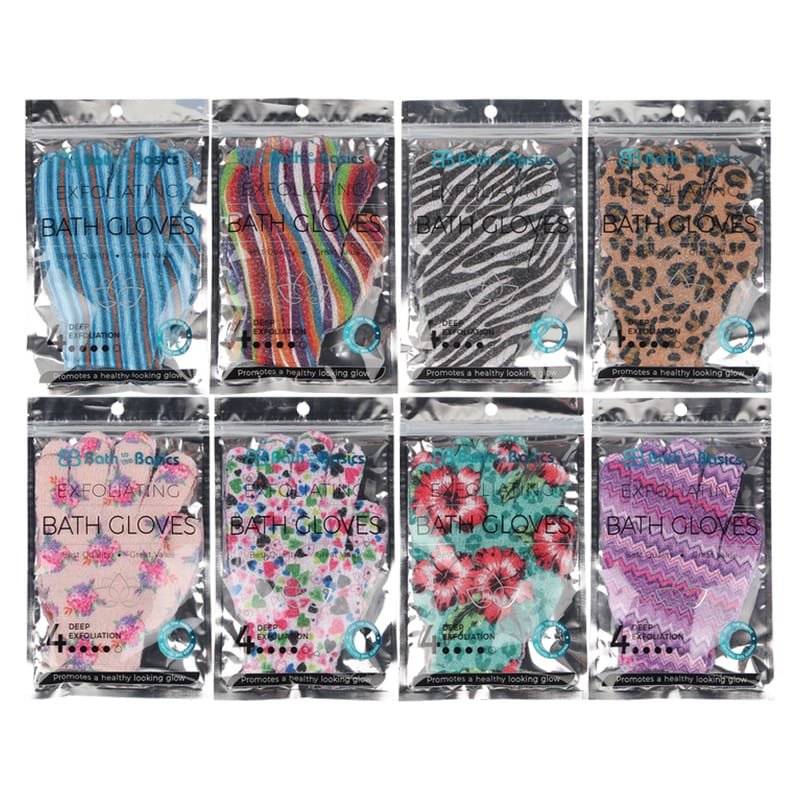 EXFOLIATING GLOVES PRINTED