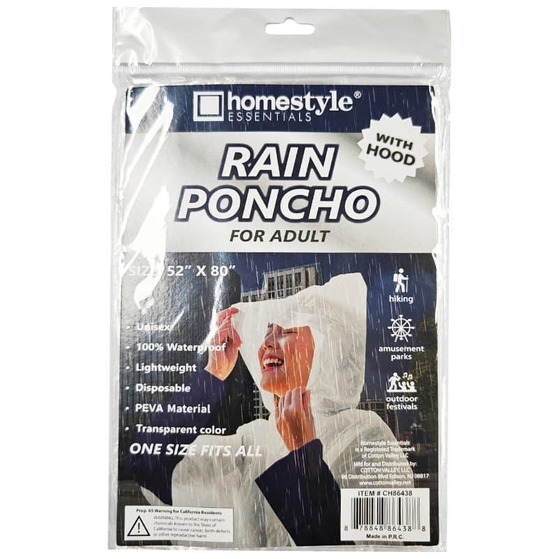 RAIN PONCHO PEVA ADULT
