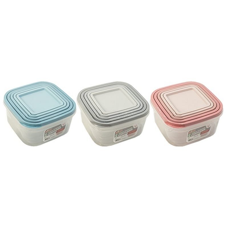 FOOD STORAGE CONTAINER 5PC SQUARE ASST
