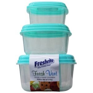 FOOD CONTAINER W/VENT SQUARE 3PK