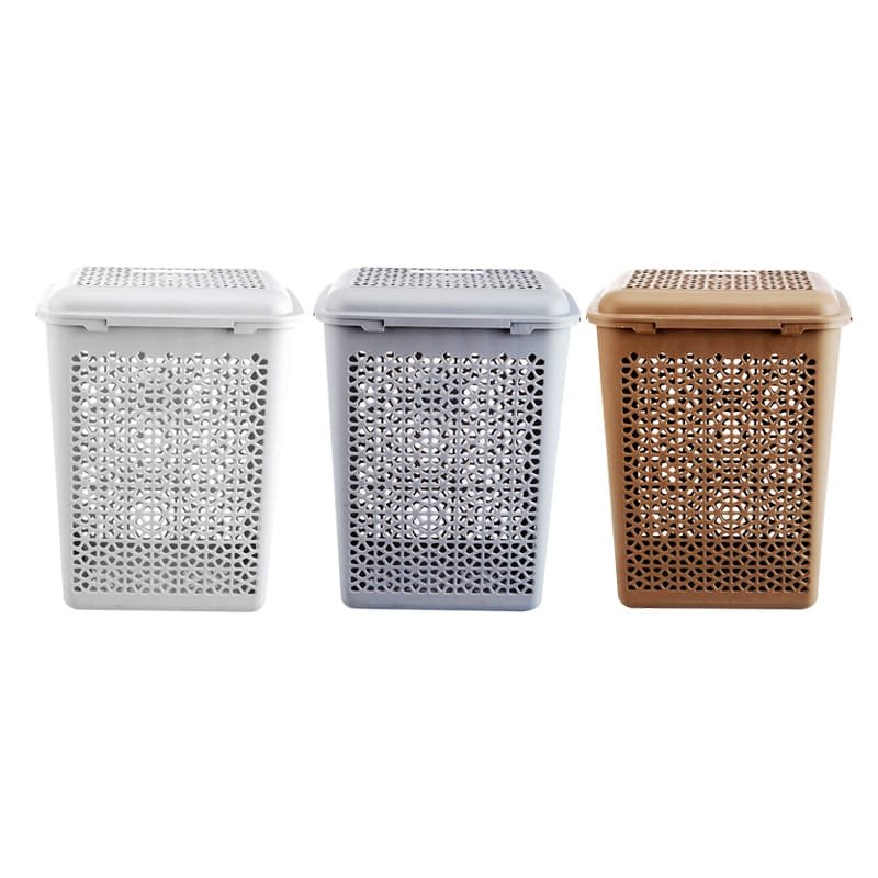 LAUNDRY BASKET RECT 55L PLASTIC ASST