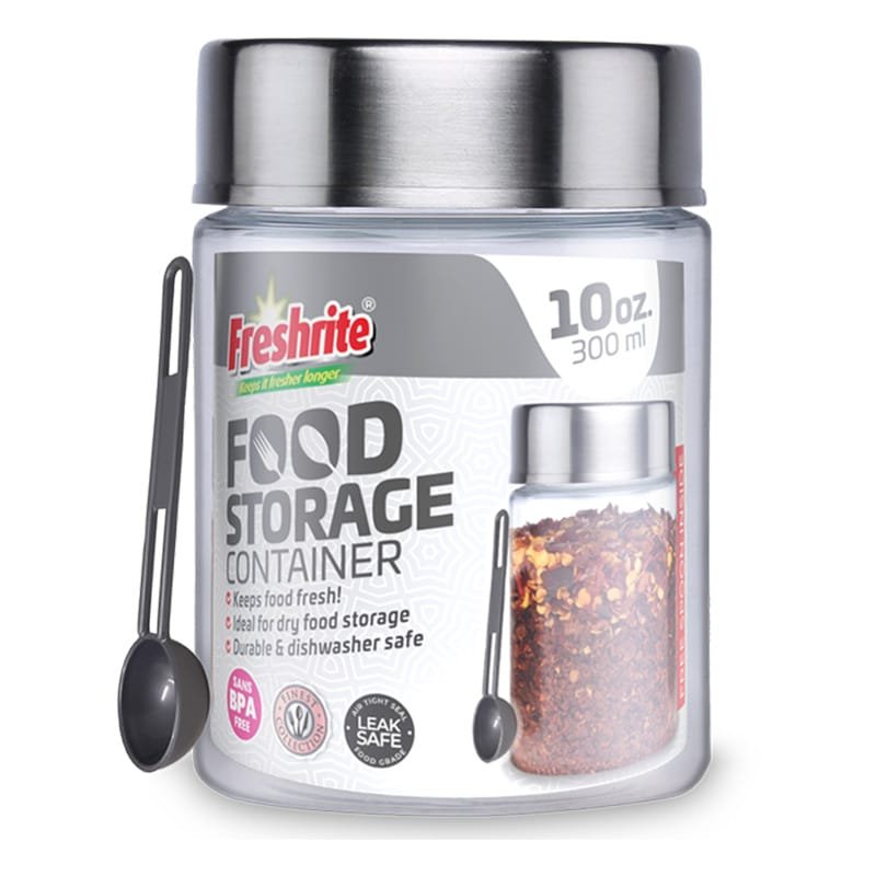 PLASTIC JAR WITH SPOON 10OZ/0.3L S/S
