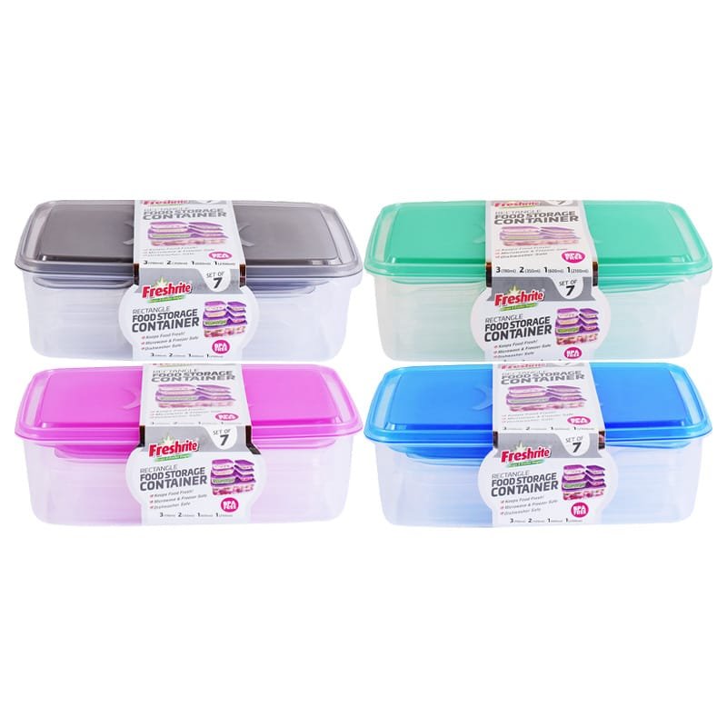 FOOD STORAGE CONTAINER SET 7PC RECTANGLE