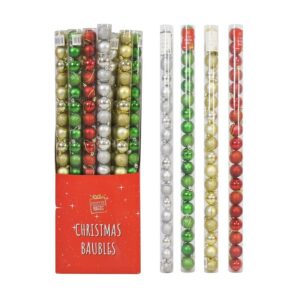 BAUBLES CHRISTMAS TUBES 18PC X 4CM 4 ASST