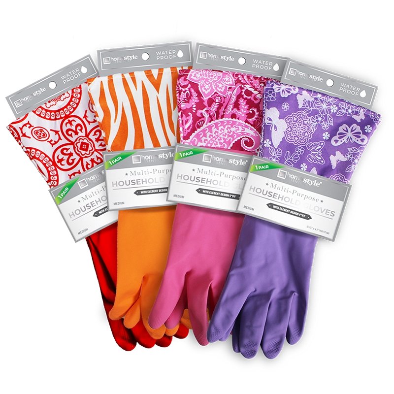 LATEX GLOVES WITH PVC MEDIUM DESIGNER CUFF ASST