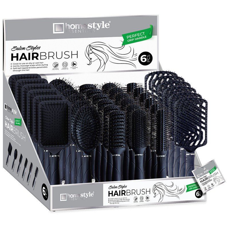 HAIR BRUSH PDQ ASST. BLACK