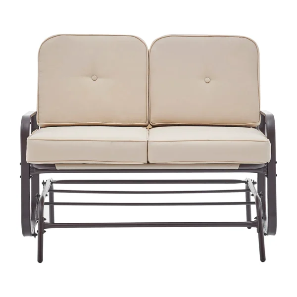 PATIO BENCH GLIDER ROCKING LOVESEAT BEIGE