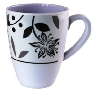 MUG GREY FLORAL MELAMINE 450ML/14OZ