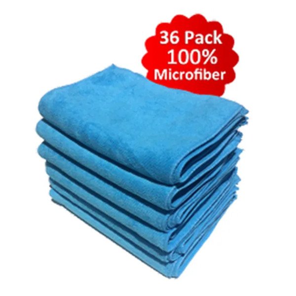 MICROFIBER CLOTH BLUE 36PK 16"x16"
