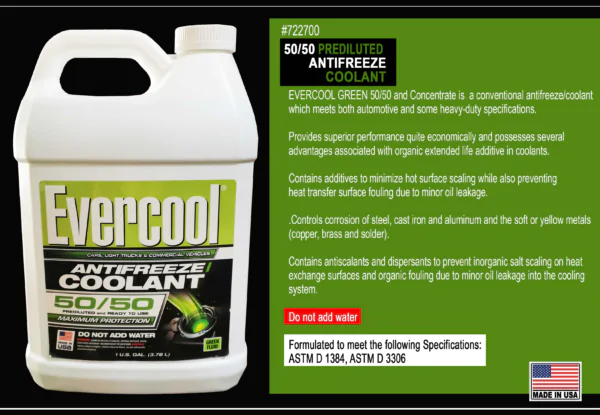 RADIATOR COOLANT 50/50 GREEN 6/C EVERCOOL