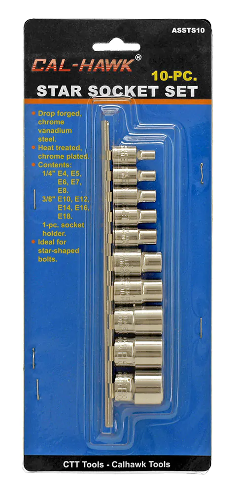 SOCKET SET TORX FEMALE 10PC C.H