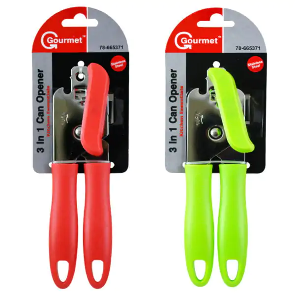 CAN OPENER 3 IN 1 W/HANDLE ASST