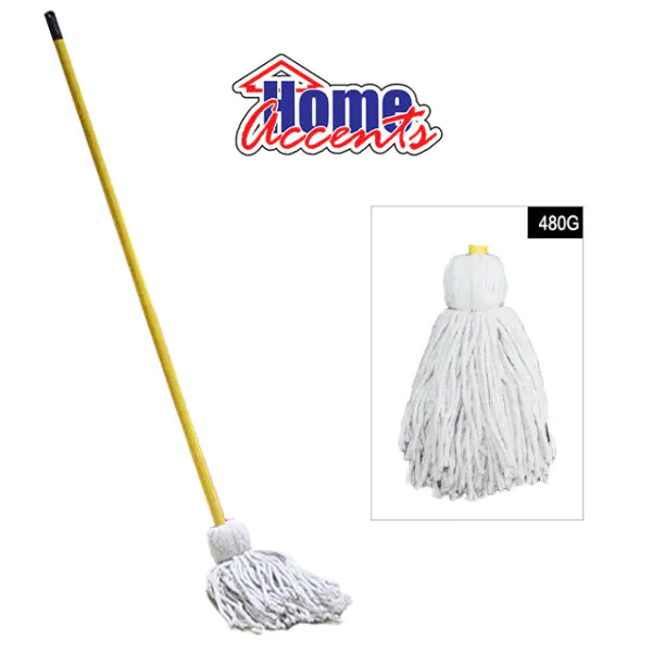 COTTON MOP W/WOODEN STICK 480G