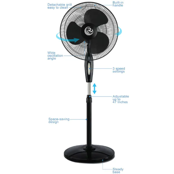 PEDESTAL FAN 16" HIGH PERFORMANCE ETL