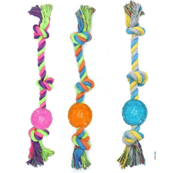 DOG ROPE TOSS WITH BALL 45CM