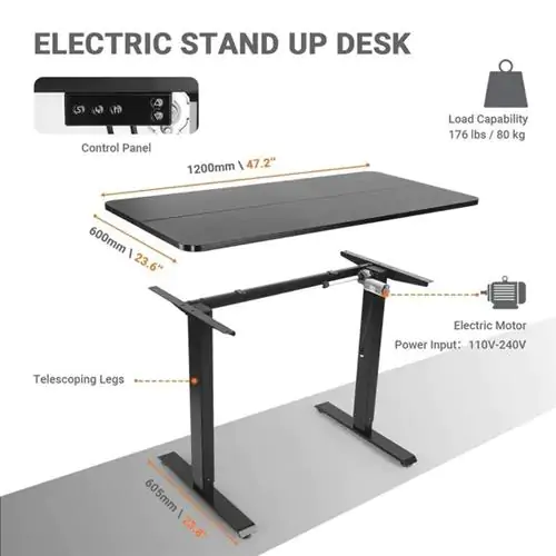 ELECTRIC HEIGHT ADJUSTABLE STANDING DESK 48X24"