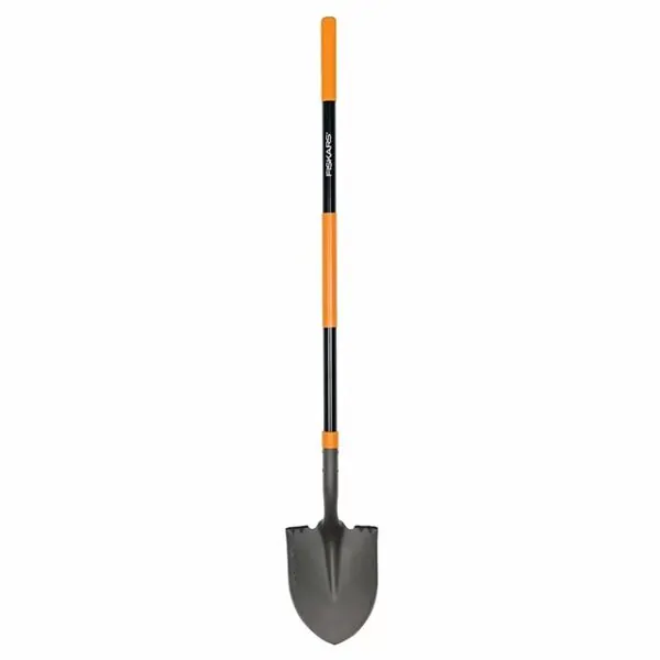 HEAVY-DUTY ROUND POINT SHOVEL FIBERGLASS HANDLE