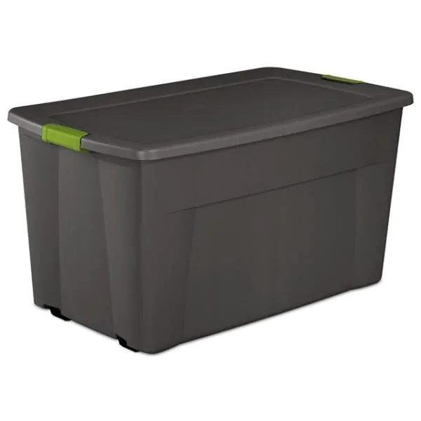 45 GALLON WHEELED LATCH TOTE FLAT GRAY LID & BASE