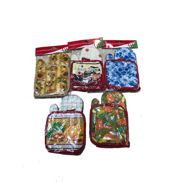 KITCHEN LINEN SET 2PC ASST (POT PAD/MITTEN)