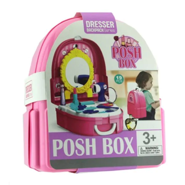TOY BEAUTY SET IN PLASTIC BACK PACK 19PC