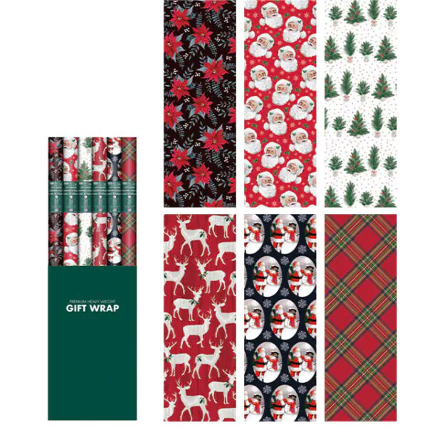 XMAS GIFT PAPER 35SQ FT (30"X14') TRADITIONAL