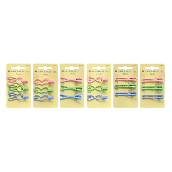 HAIR BARRETTES 3PACK 6 ASST