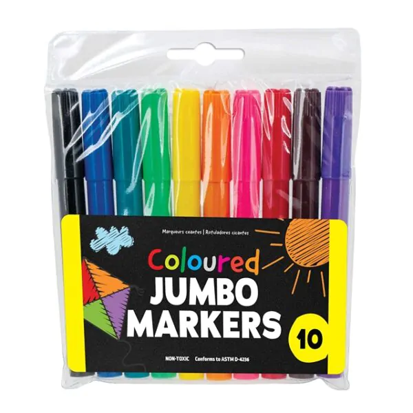 COLOURED MARKERS JUMBO 10PK
