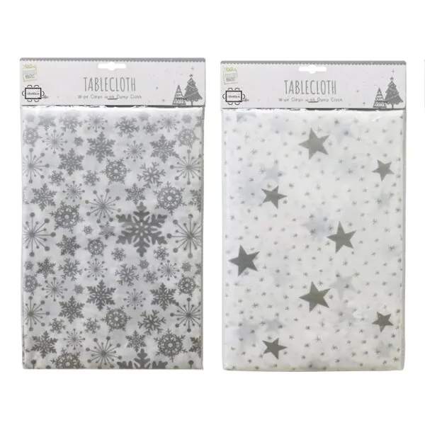 TABLE CLOTH SILVER RECTANGLE 2 ASST