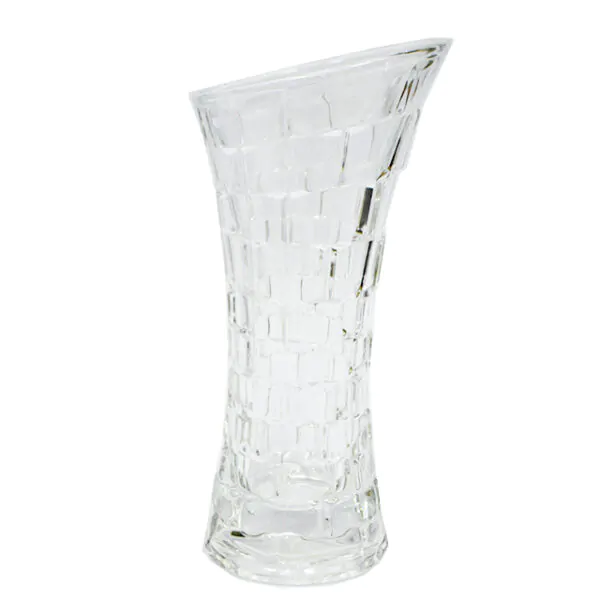 GLASS VASE 19X9CM SLANT TOP