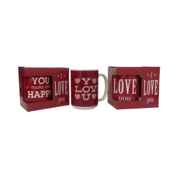 CERAMIC COFFEE MUG I LOVE YOU 8.5x12CM ASST