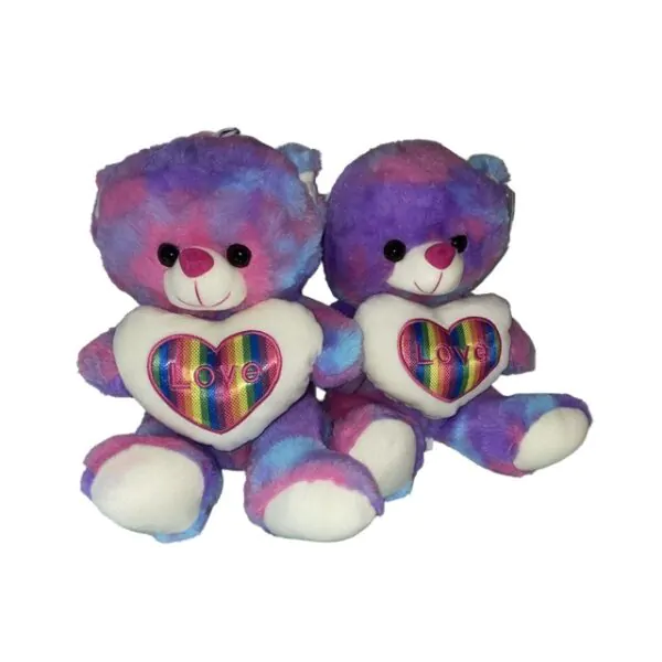 PLUSH TEDDY BEAR LOVE PINK/PURPLE 30CM ASST