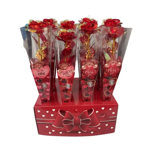 GLASS ROSE BOUQUET ASST 7X7X38CM